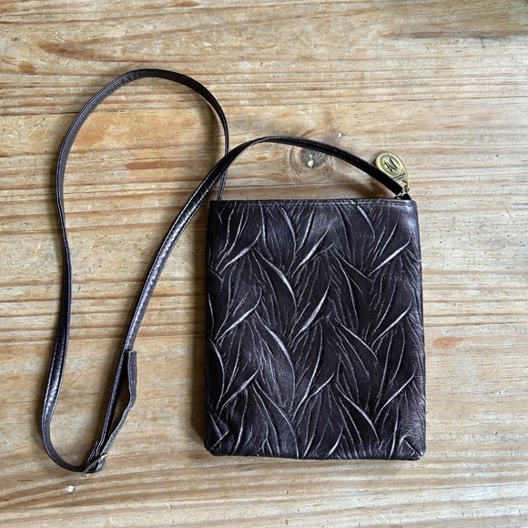 Jessica McClintock Purse Metallic Brown Small Bag Cross Body - Picture 9 of 10